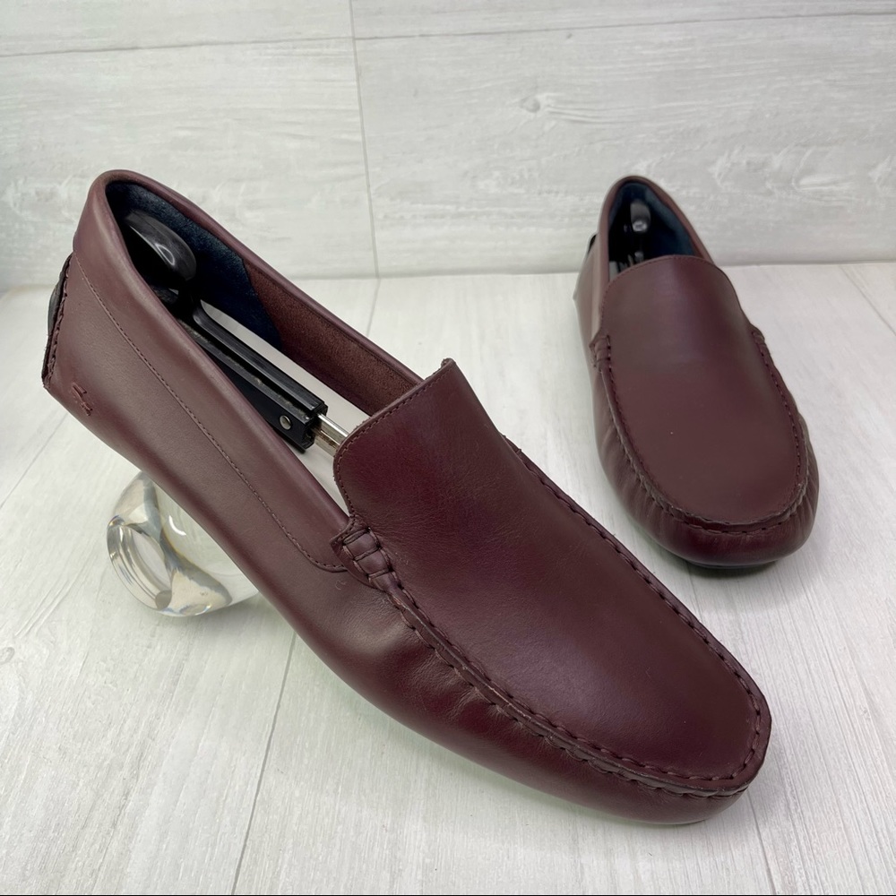 LACOSTE Piloter Leather Loafer Shoes Mens 13 Burgundy Soft Driving Moc Toe